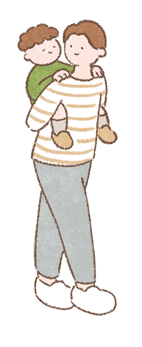 おんぶする親子